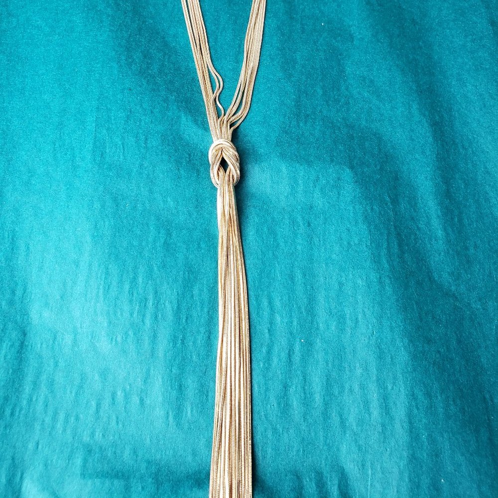 2/20$ NWT  Bancroft gold tone statement long knot necklace